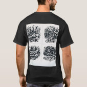 Melody in Monochrome: Musical Outline Art T-Shirt (Rückseite)