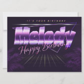 Melody Name Vorname lila retro Karte Geburtstag (Vorderseite)