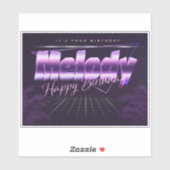 Melody Name Vorname lila retro Sticker Geburtstag (Blatt)