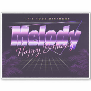 Melody Name Vorname lila retro Sticker Geburtstag
