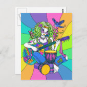 "Melody" Rainbow Guitar Hippie Fairy Postcard Postkarte (Vorne/Hinten)
