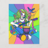 "Melody" Rainbow Guitar Hippie Fairy Postcard Postkarte (Vorderseite)
