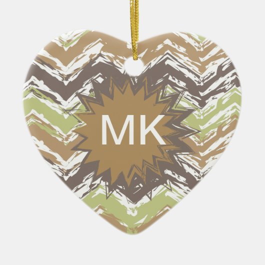 Melon Brandy Scribble ZigZag Muster Keramikornament (Vorne)