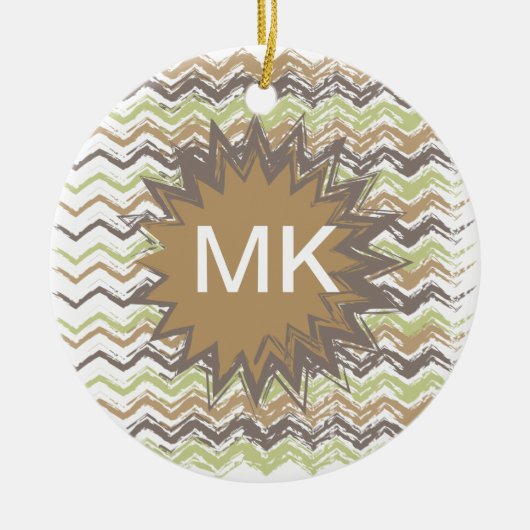 Melon Brandy Scribble ZigZag Muster Keramikornament (Vorne)