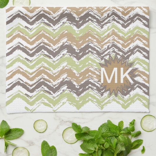 Melon Brandy Scribble ZigZag Muster Küchentuch (Gefaltet)