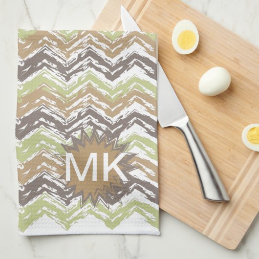 Melon Brandy Scribble ZigZag Muster Küchentuch (Viertel Falte)