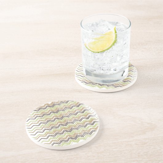 Melon Brandy Scribble ZigZag Muster Sandstein Untersetzer (Seite)