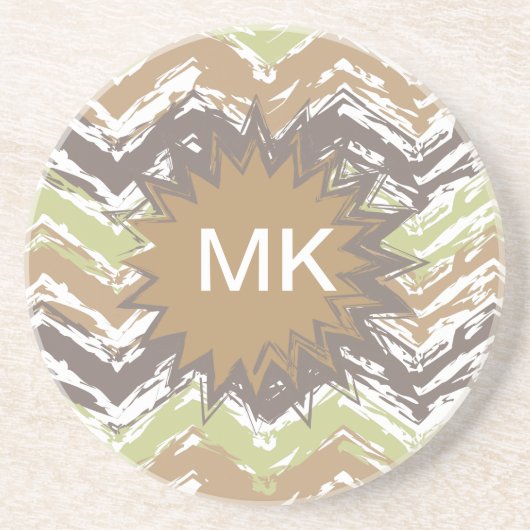 Melon Brandy Scribble ZigZag Muster Sandstein Untersetzer (Vorne)