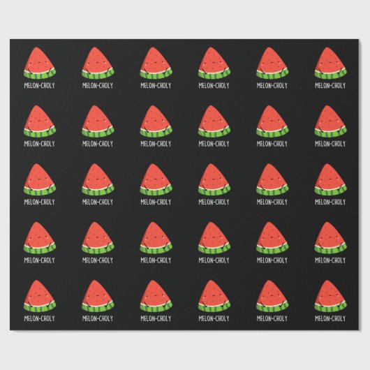 Melon-choly Funny Sad Watermelon Pun Dark BG Geschenkpapier (Flach)