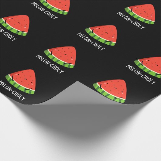 Melon-choly Funny Sad Watermelon Pun Dark BG Geschenkpapier (Ecke)