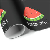Melon-choly Funny Sad Watermelon Pun Dark BG Geschenkpapier (Rolleneckpunkt)