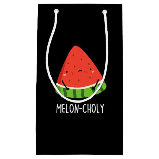 Melon-choly Funny Sad Watermelon Pun Dark BG Kleine Geschenktüte (Vorderseite)