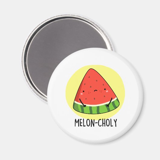 Melon-choly Funny Sad Watermelon Pun Magnet (Vorderseite/Rückseite)