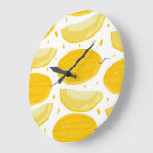 Melon Doodle Fruit Vintag Design Große Wanduhr (Winkel)