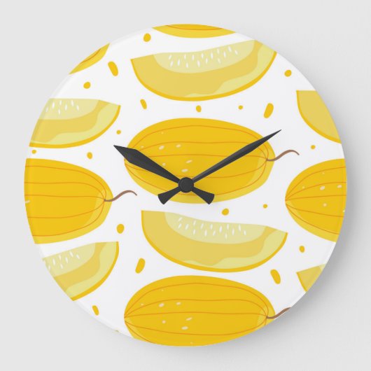 Melon Doodle Fruit Vintag Design Große Wanduhr (Vorderseite)