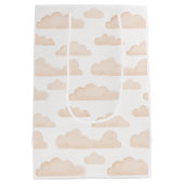 Melon Dreamtime Watercolor Clouds Geschenktasche Mittlere Geschenktüte (Rückseite)