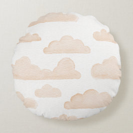 Melon Dreamtime Watercolor Wolken Rundkissen Rundes Kissen