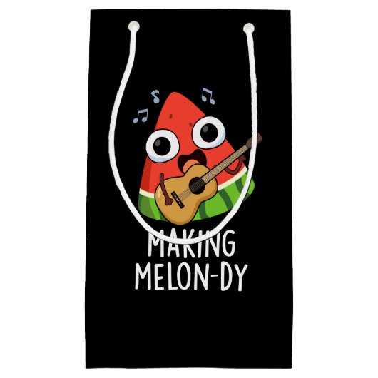 Melon-dy Funny Melon Pun Dark BG Kleine Geschenktüte (Vorderseite)
