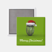 Melon mit Weihnachtsmannmütze Magnet (Vorderseite/Rückseite)