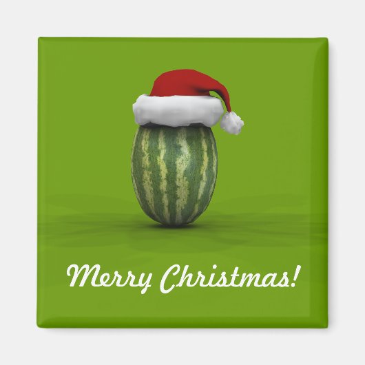 Melon mit Weihnachtsmannmütze Magnet (Vorne)