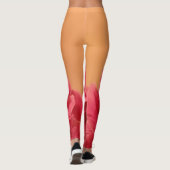 Melon Orange Hot Pink Floral Leggings (Rückseite)