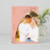 Melon Pink Arch Foil Save the Date Karte (Stehend vorne)