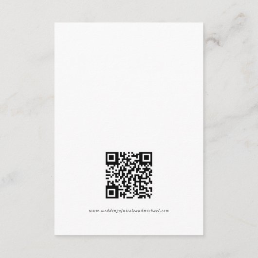 Melon Pink Minimal Leaf QR Code Hochzeitdetails Begleitkarte (Rückseite)