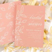 Melon Pink Minimalistisch Elegantes Leaf Brautpart