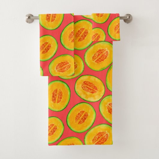 Melon-Scheiben-Aquarellmuster Badhandtuch Set (Insitu)