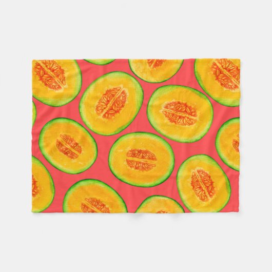 Melon-Scheiben-Aquarellmuster Fleecedecke (Vorderseite (Horizontal))