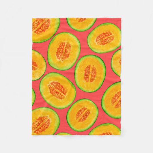 Melon-Scheiben-Aquarellmuster Fleecedecke (Vorderseite)
