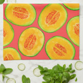 Melon-Scheiben-Aquarellmuster Geschirrtuch (Gefaltet)