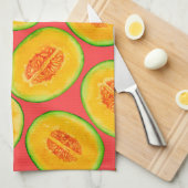 Melon-Scheiben-Aquarellmuster Geschirrtuch (Viertel Falte)
