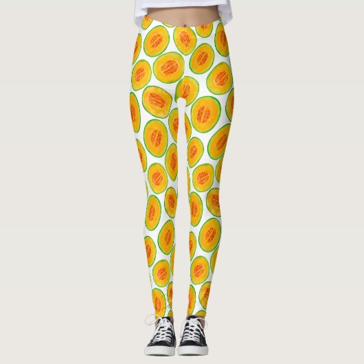 Melon-Scheiben-Aquarellmuster Leggings (Vorderseite)