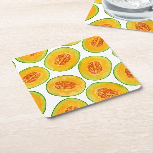 Melon-Scheiben-Aquarellmuster Rechteckiger Pappuntersetzer (angewinkelt)