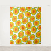 Melon-Scheiben-Aquarellmuster Wandteppich (Vorderseite)