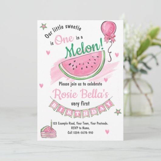 Melon Themed Birthday Einladung (Stehend Vorderseite)