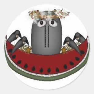 Melon- und Crows-Sticker Runder Aufkleber