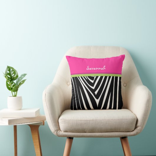 Melon und Pink Personalize Stilvolle Zebra Pillow Kissen (Stuhl )