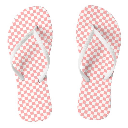 Melon und White Checkered Flip Flops Badesandalen (Fußbett)