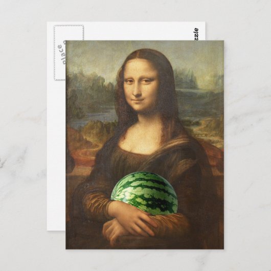 Melona Lisa wünscht Happy National Watermelon Day Postkarte (Vorne/Hinten)