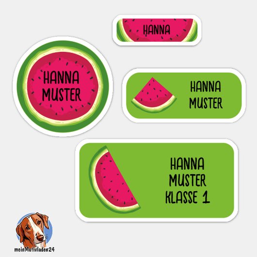 Melone Namensaufkleber – 24er Set Aufkleber