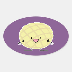 Melone-Pan süßer Patisserie Brot japanischen Ovaler Aufkleber