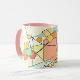 Melone, Rosa und Aqua Mid-Century Moderne Abstrakt Tasse
