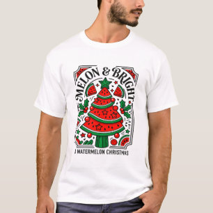 Melone und ein strahlendes Wassermelonen-Weihnacht T-Shirt