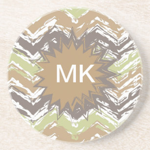 Melone-Weinbrand-Gekritzel-Zickzack-Muster Sandstein Untersetzer