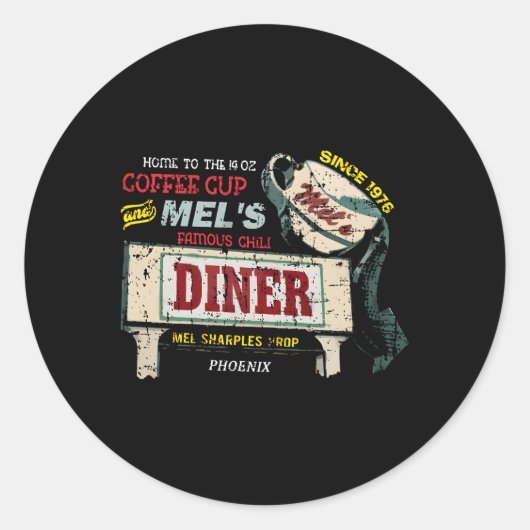 Mel's Diner von Alice gestört Runder Aufkleber (Vorderseite)