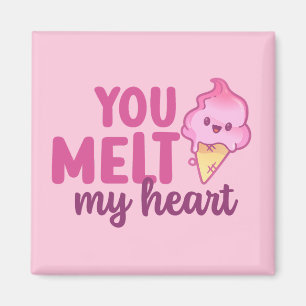 Melt my Heart Funny Pun Niedlich Valentinstag Rosa Magnet
