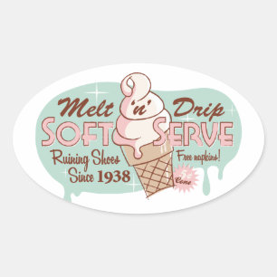 Melt 'n' Drip Soft Serve Eiscreme Oval Aufkleber