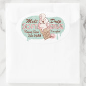 Melt 'n' Drip Soft Serve Eiscreme Oval Aufkleber (Tasche)